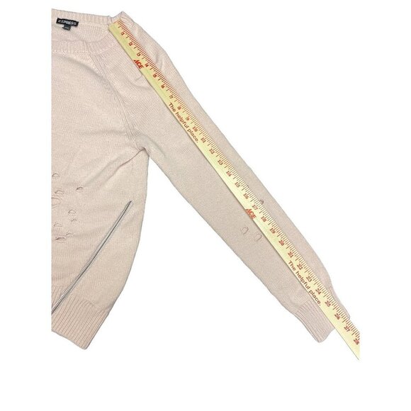 Express Pink Crewneck Shark Bite Side Zipper Long Sleeve Sweater Size Small - Picture 7 of 9